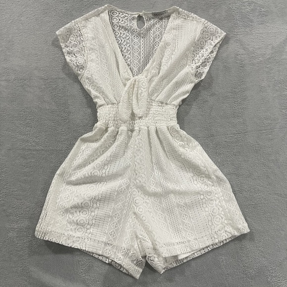 Pants - Occult Jumpsuit Overall Women XS Shorts Lace Summer White Lana Coquette Babydoll